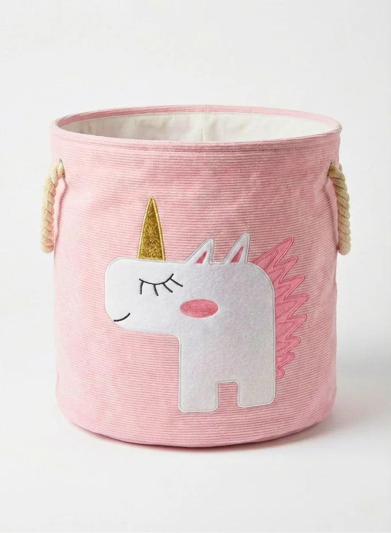 1Chase Unicorn Bliss Kids Storage Basket 45L Foldable Canvas Laundry & Toy Organizer with Rope Handles for Nursery, Bedroom and Playroom